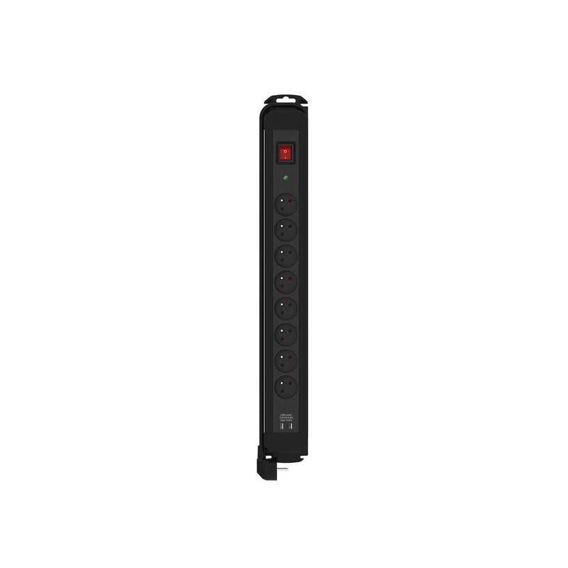 Multiprise Usb Parafoudre 8 Prises Noir Lexman