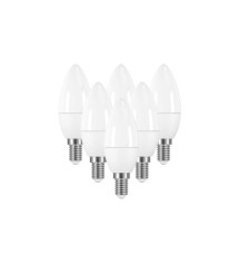 Lot de 6 ampoules led dépoli flamme E14 470 Lm : 40 W blanc neutre