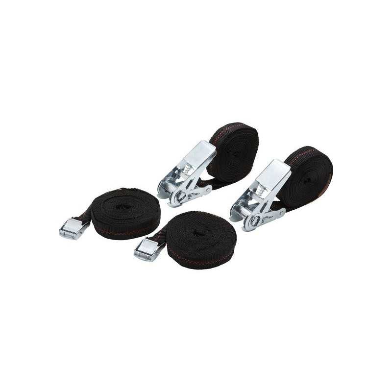 Lot de 2 sangles à cliquet 25Mmx5M Et 2 Sangles à Boucle 25Mmx2.5M