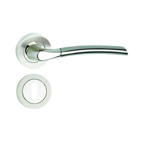 Béquille sur rosace Eden nickel satine cle L sur cale de 2 pièces