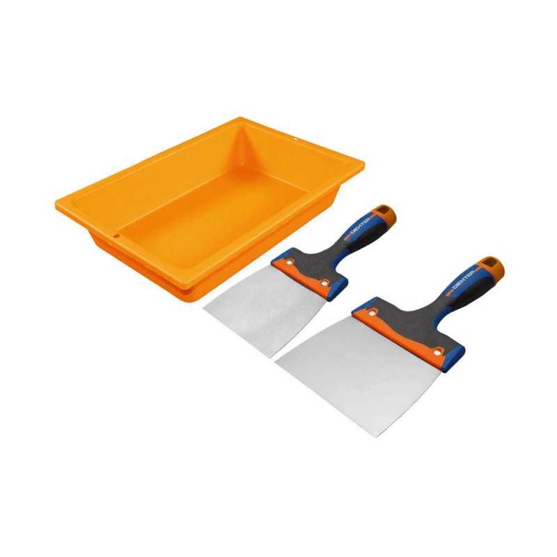 Couteau à  enduire  inox manche bimatière 10/16cm lot 2+augette -  - meilleure qualité