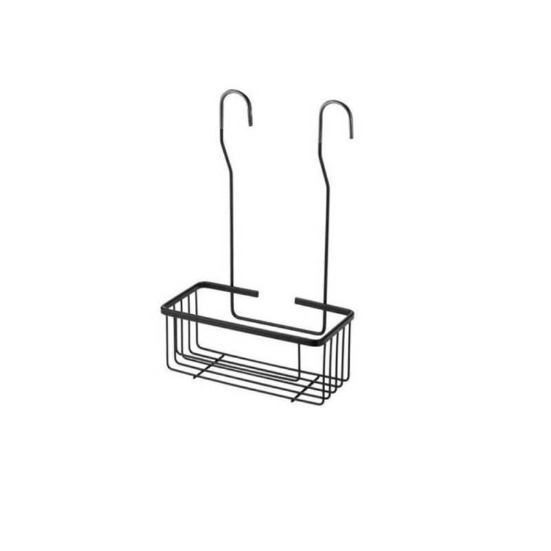 Panier de douche hanguy noir rectangle a suspendre a la robinetterie