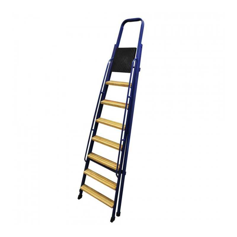 Escabeau 7 marches fer-bois