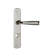 Poignée de porte-mine nickel satine condamnation sur cale de 2 pièces