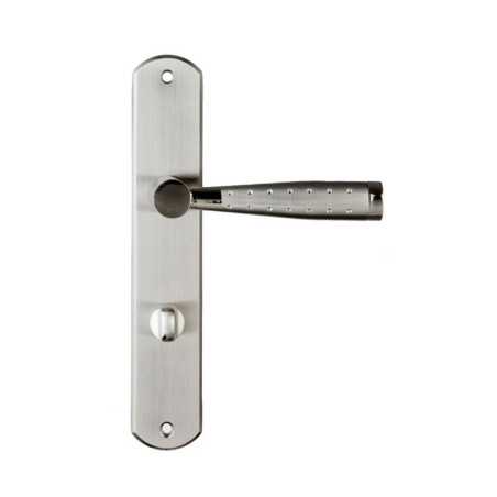 Poignée de porte-mine nickel satine condamnation sur cale de 2 pièces