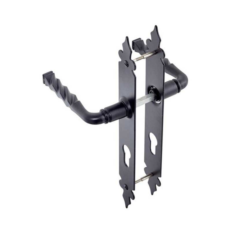 Poignée de porte Lena fer noir cylindre sous sachet de 2 pièces
