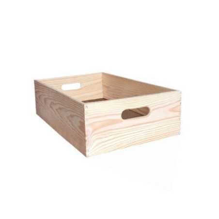 Caisse en bois beige 60x40x15 cm