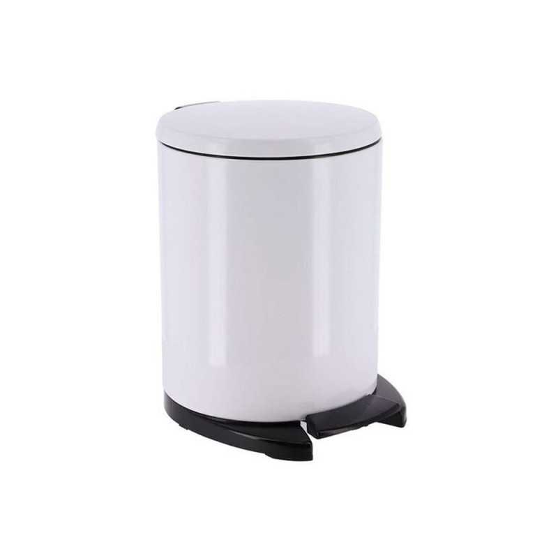 Poubelle métal 6L Blanc chute a pédale uc6