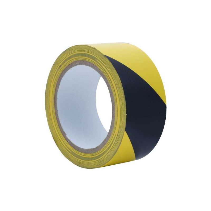 Ruban de signalisation adhésif jaune et noir 33mx5cm