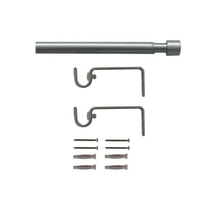 Kit de tringle à rideau Cap Diam.13-16 mm Argent naturel 120-210 cm