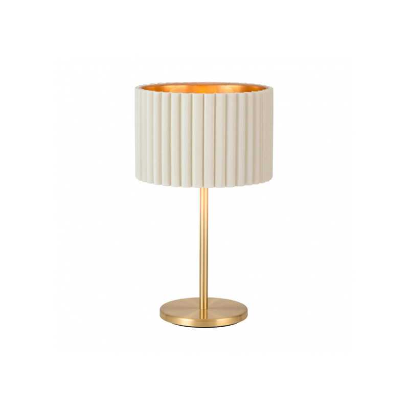 Lampe de table TAMARESCO blanc velours-or E27 40W H520