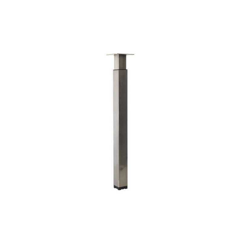 Pied Table Carré Cime Réglable Acier Brossé Gris