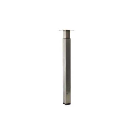 Pied Table Carré Cime Réglable Acier Brossé Gris