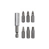 Lot de 6 embouts de vissage 25 Mm Pz1-Ph1-Sl5-Sl7+ Porte-Embout