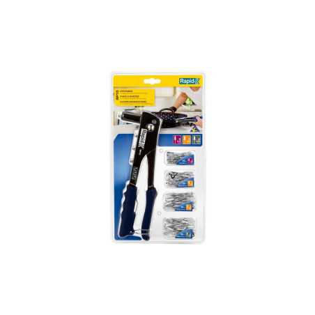 Lot pince à riveter Rapid Rp10 avec 100 rivets aluminium ø :32 - 40 Et 48.