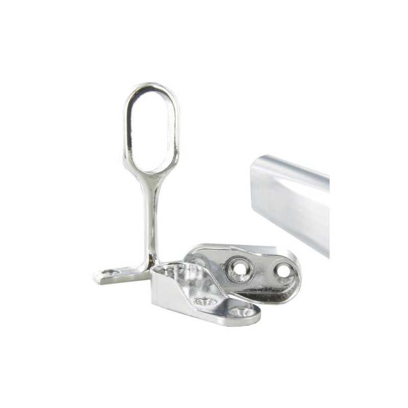 Kit barre de penderie et supports chromé 1 m Diam.30 x 15 mm ovale