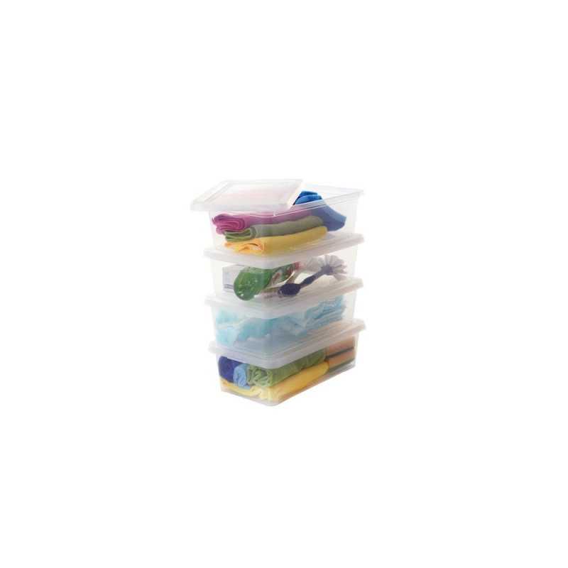 Lot de 4 boites iris plastique transparent L.19 X P.34 X H.11 Cm 5 L