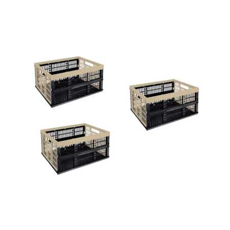 Lot de 3 caisses TONTARELLI plastique noir 48xx 35 x 24 cm