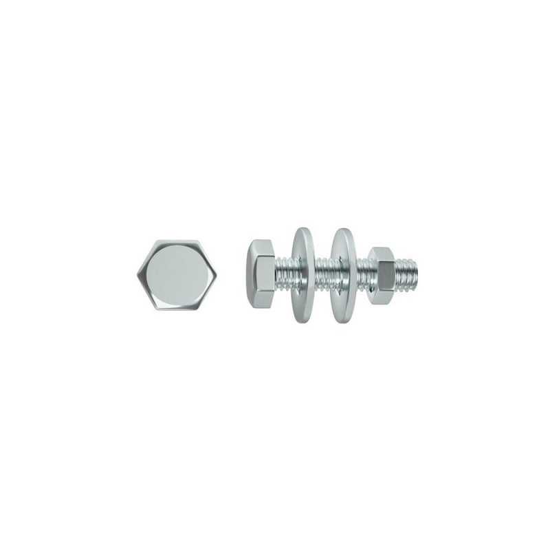 Lot de 4 Boulons Tête 6 Pans Acier Zingué L.40 X Diam.8 Mm Standers
