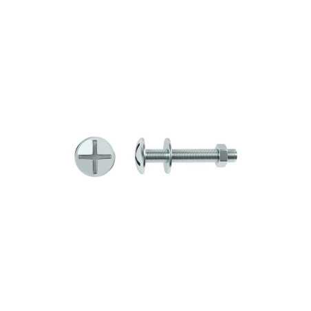 Lot de 4 boulons tête ronde acier zingué L.80 X Diam.6 Mm Standers