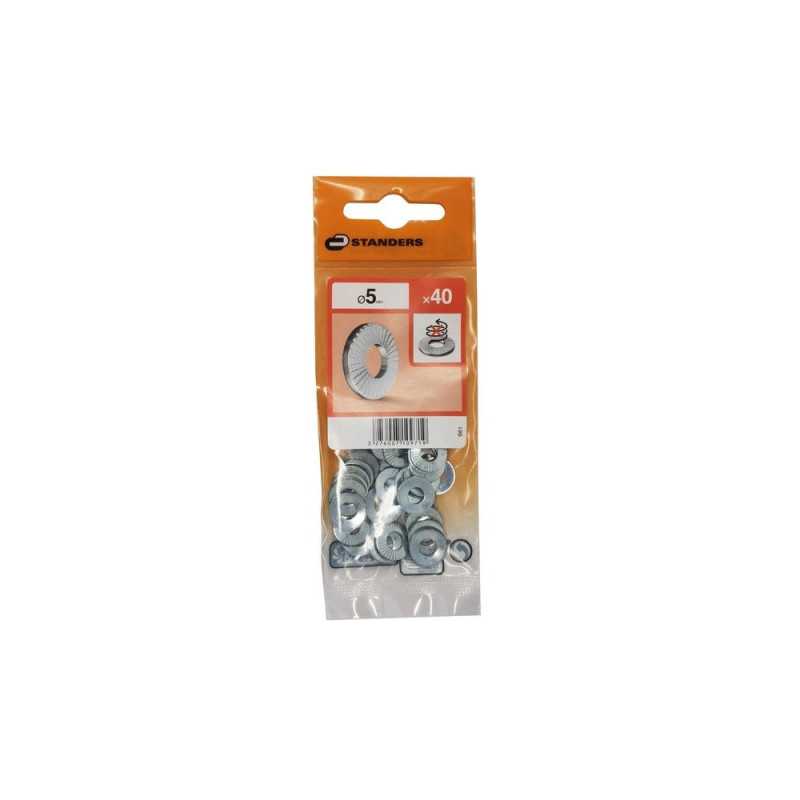 Lot de 40 rondelles acier carbone zingué Diam.5.1 Mm Standers