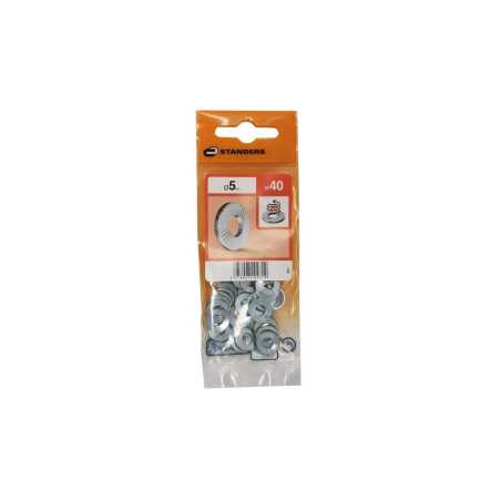 Lot de 40 rondelles acier carbone zingué Diam.5.1 Mm Standers