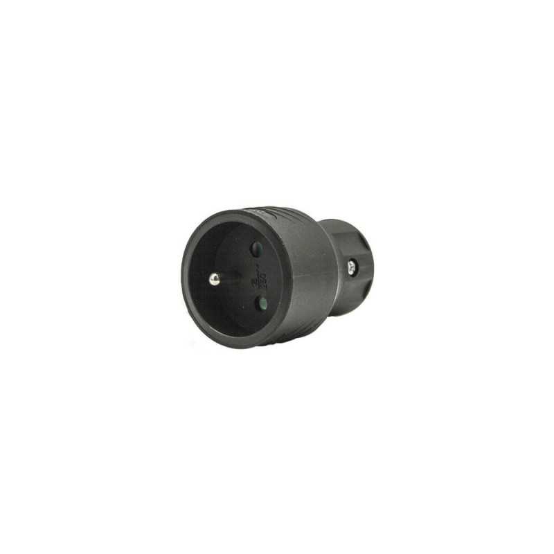 Fiche électrique femelle 2 pôles + terre connexion en haut 16 A noir