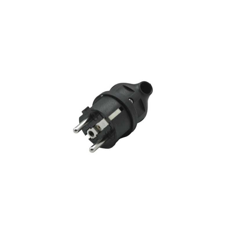 Fiche électrique mâle 2 pôles + terre connexion sur le côté 16 A noir