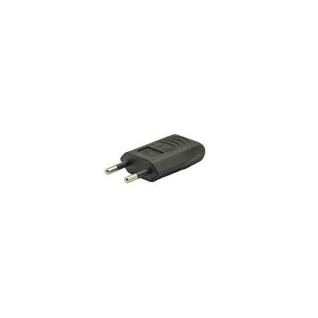 Fiche électrique mâle 2 pôles connexion en haut 6 A noir