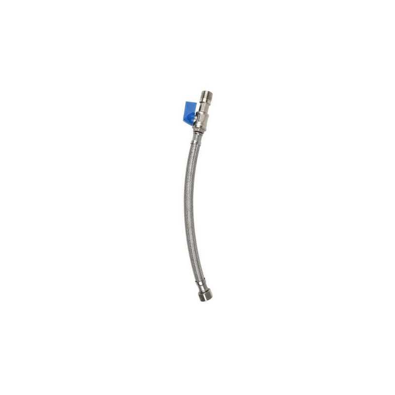 Robinet darrêt droit mâle - femelle 12 x 17 mm + flexible 30 cm