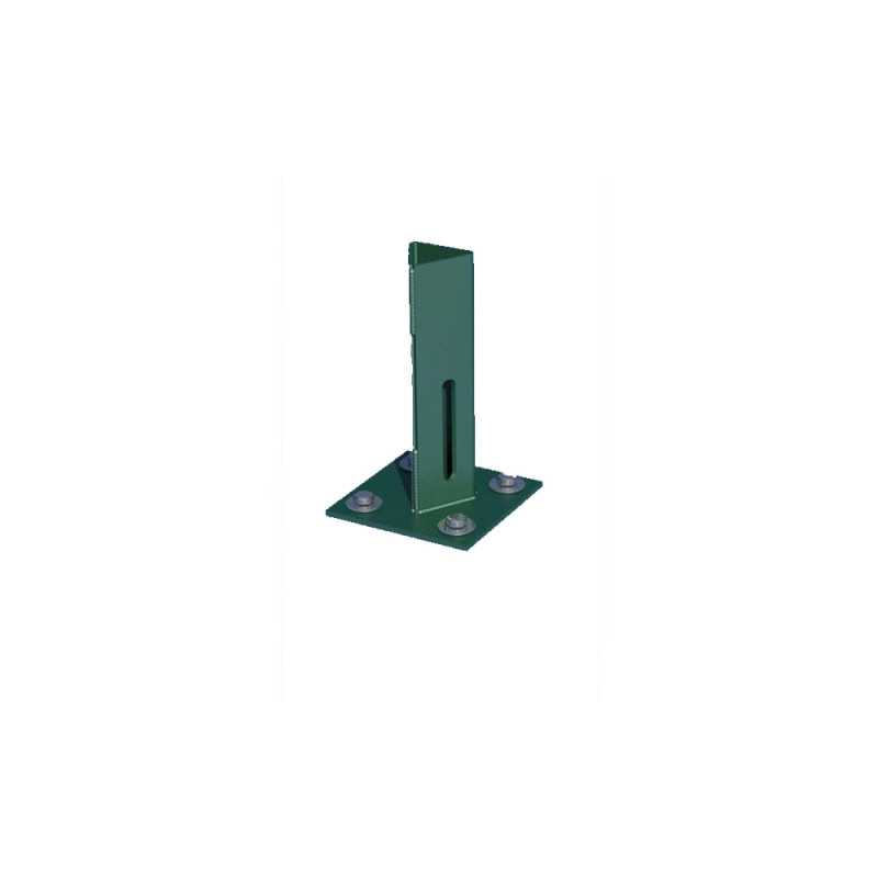 Platine piquet acier galvanisé plastifié à visser vert H. 15 cm x section 100 x 10