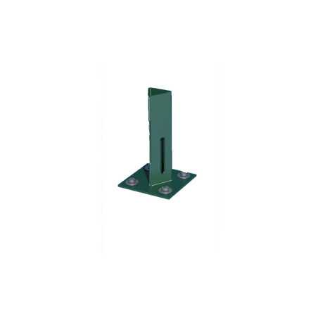 Platine piquet acier galvanisé plastifié à visser vert H. 15 cm x section 100 x 10