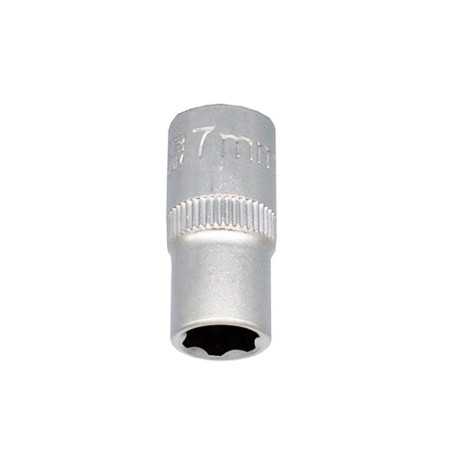 Douille 6 pans 1-4 en chrome vanadium DEXTER diam. 7 mm