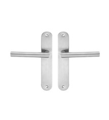 P50 Poignée de porte Sara inox entraxe 195mm bec de cane sur cale de 2 pièces