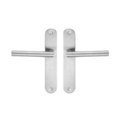 P50 Poignée de porte Sara inox entraxe 195mm bec de cane sur cale de 2 pièces
