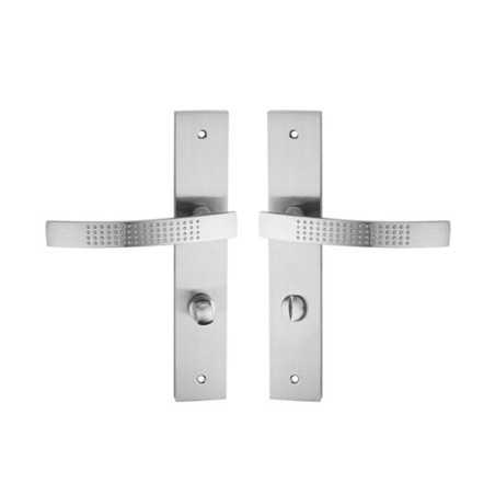 Poignée de porte Louna nickel satine entraxe 195mm condamnationsur cale 2 pièces