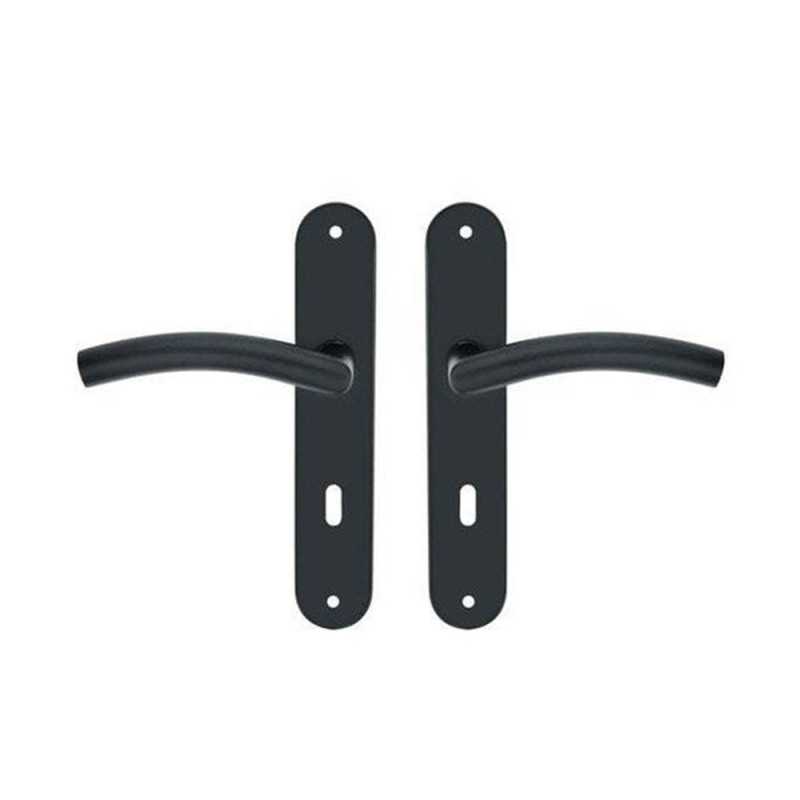 Ensemble de porte margaud 195mm trou cle acier inoxydable noir