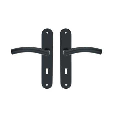 Ensemble de porte margaud 195mm trou cle acier inoxydable noir