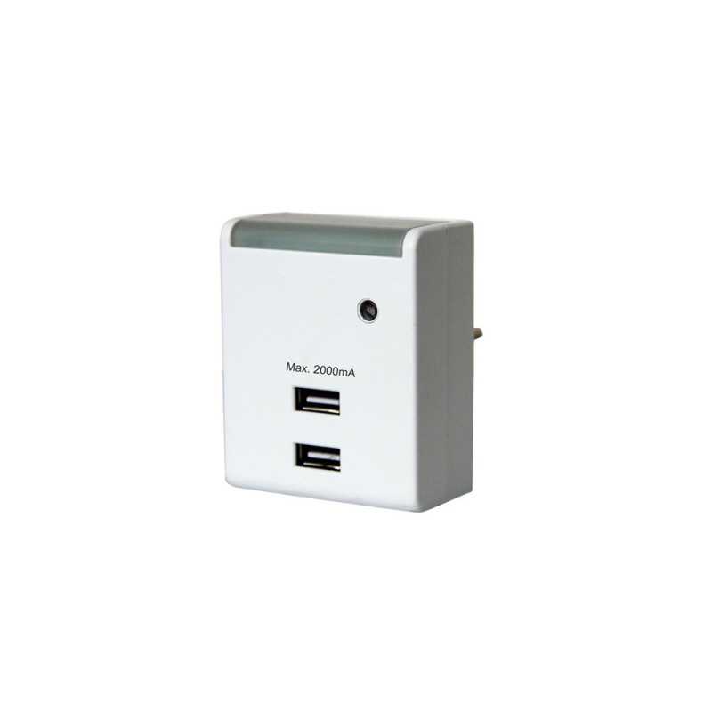 Veilleuse fiche 6a LED 06w chargeur 2usb 2000ma blanc