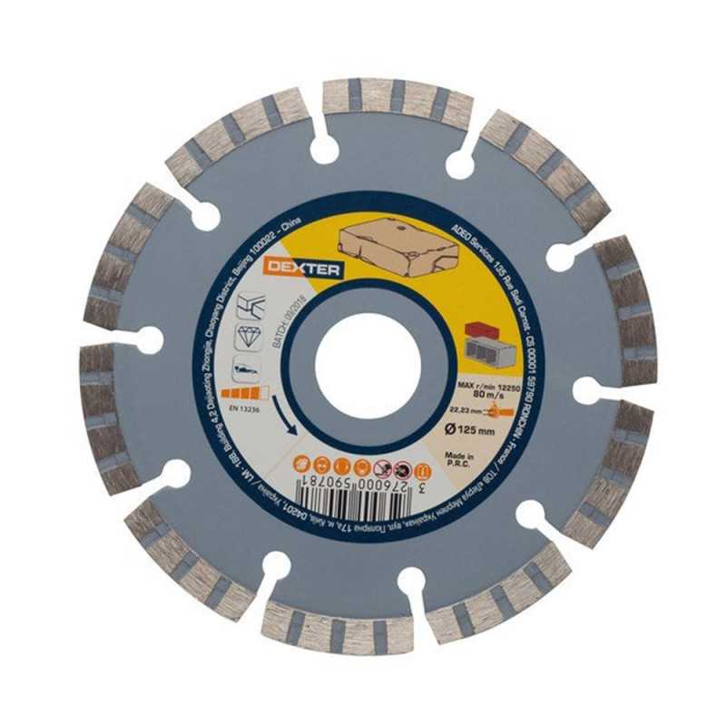 Disque diamant segmenté D. 125 x Al. 22,23 x Ht. 12 x ép. 2,3 mm