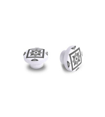 Lot de 4 boutons de meuble carreau de ciment Gris Foncé bois H.22 X L.39 X p.39