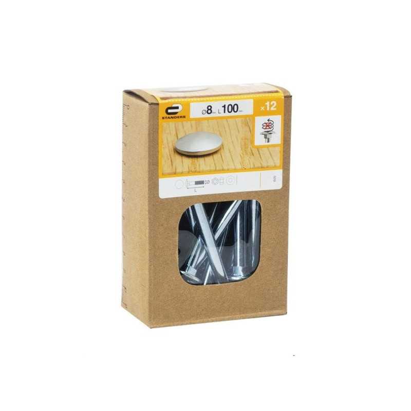 Lot de 12 boulons tête ronde et cou carré acier Zingué L.100