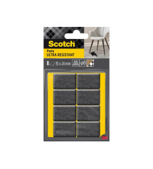 Lot de 8 patins feutre adhésif 35 x 24 mm gris