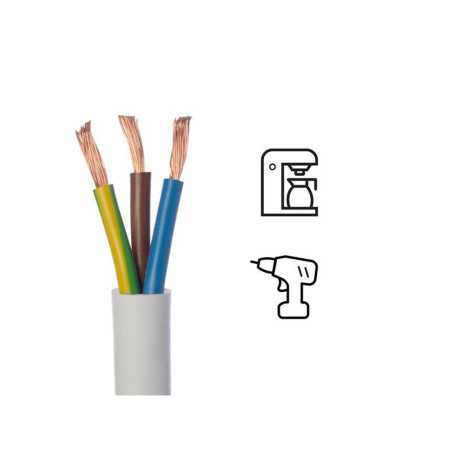 Câble ho5vvf 3g 1.5blanc 15 métres