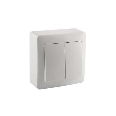 Double interrupteur va et vient saillie surface blanc