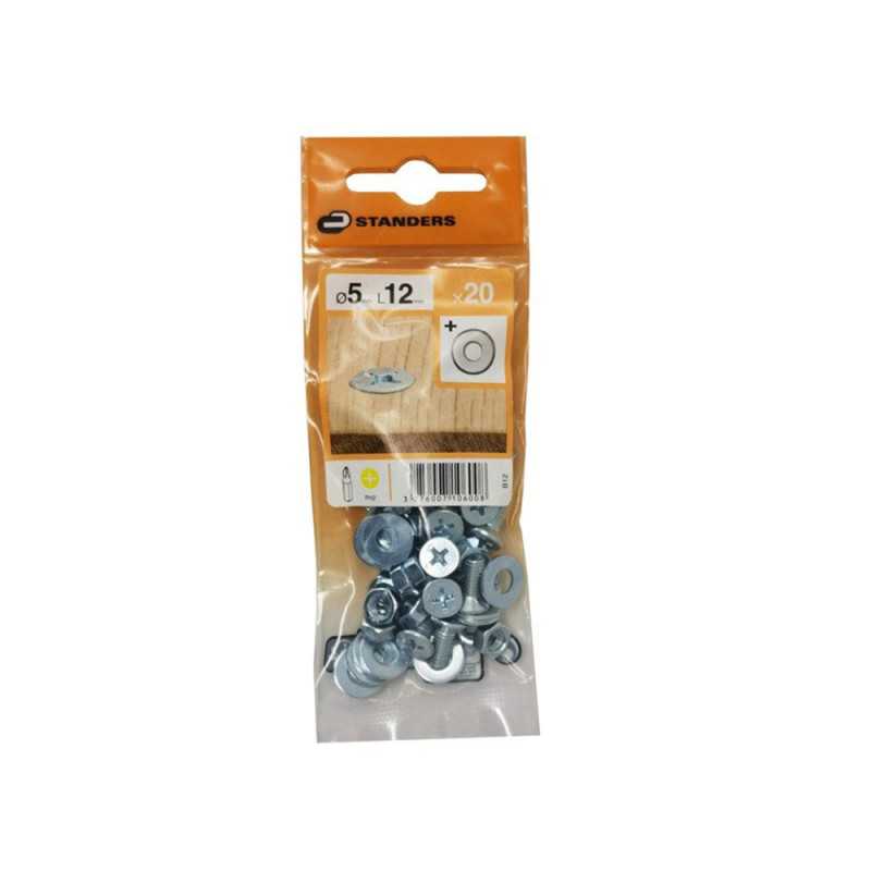 Lot de 20 boulons tête autofraisée plate acier Zingué L.12 X diam.5 mm