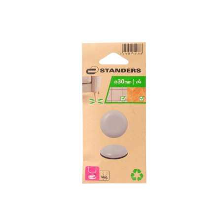 Lot de 4 patins gliss+adhésifgris 30mm