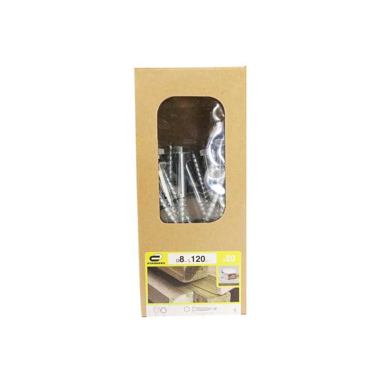 Lot de 20 Vis acier tête6 Pans Standers Diam.8 Mm X L.120 Mm