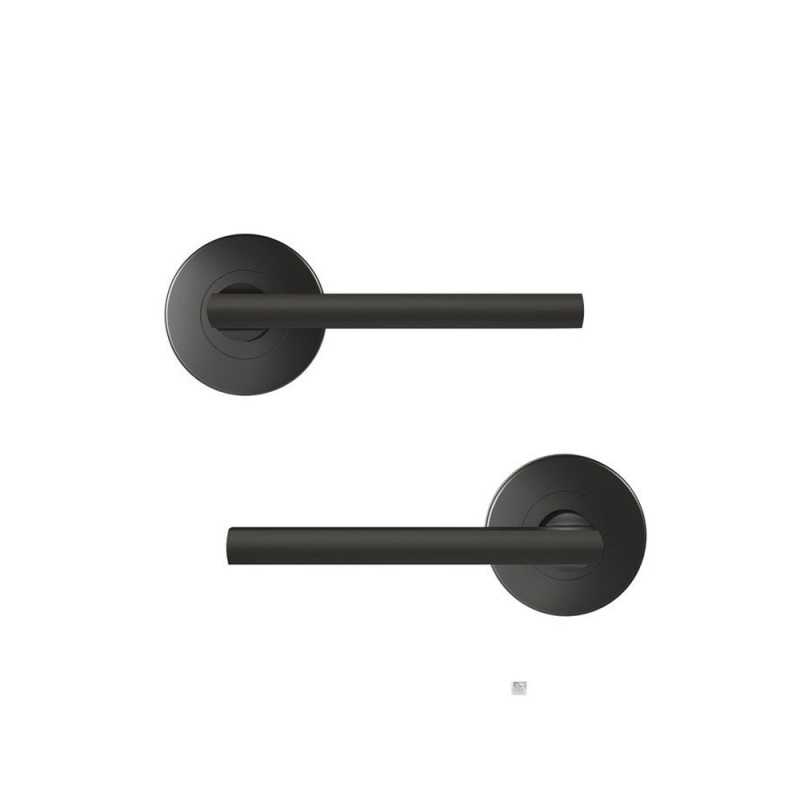 Ensemble de porte sur rosace Leepeint noir mat sans trou