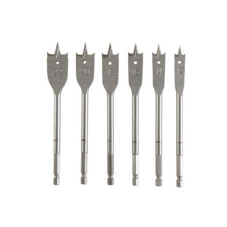 Coffret 6 pièces méche plate diam.10 à 25